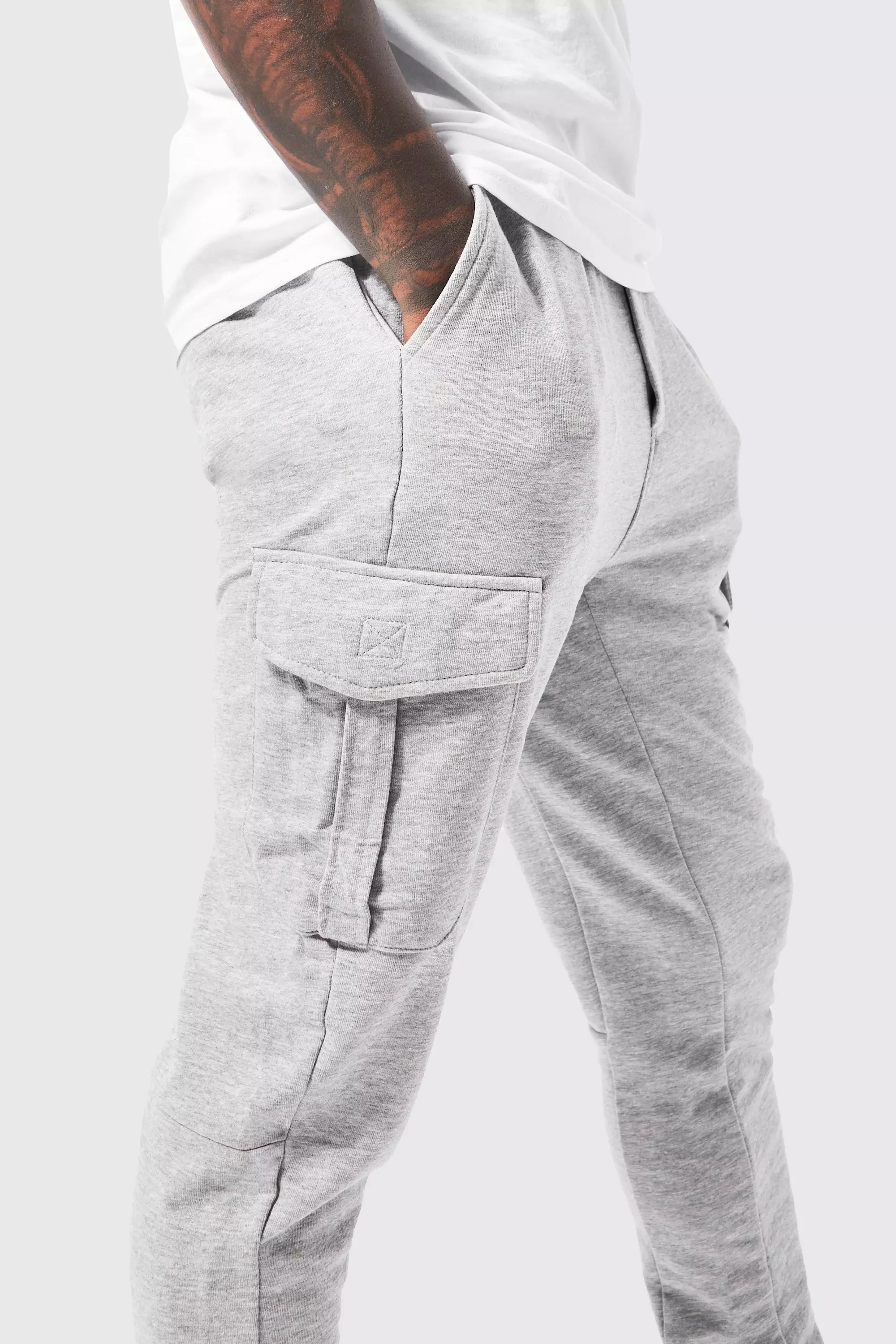【boohoo】SKINNY FIT CARGO JOGGER(2color) Skinny Fit Panelled Cargo Joggers | boohoo